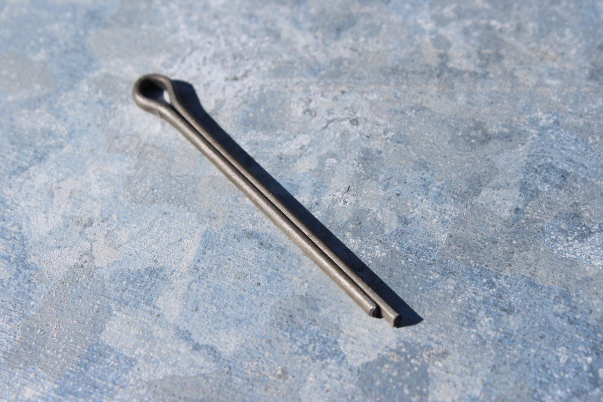 Stainless steel cotter pin measuring 1-1/4 inches long