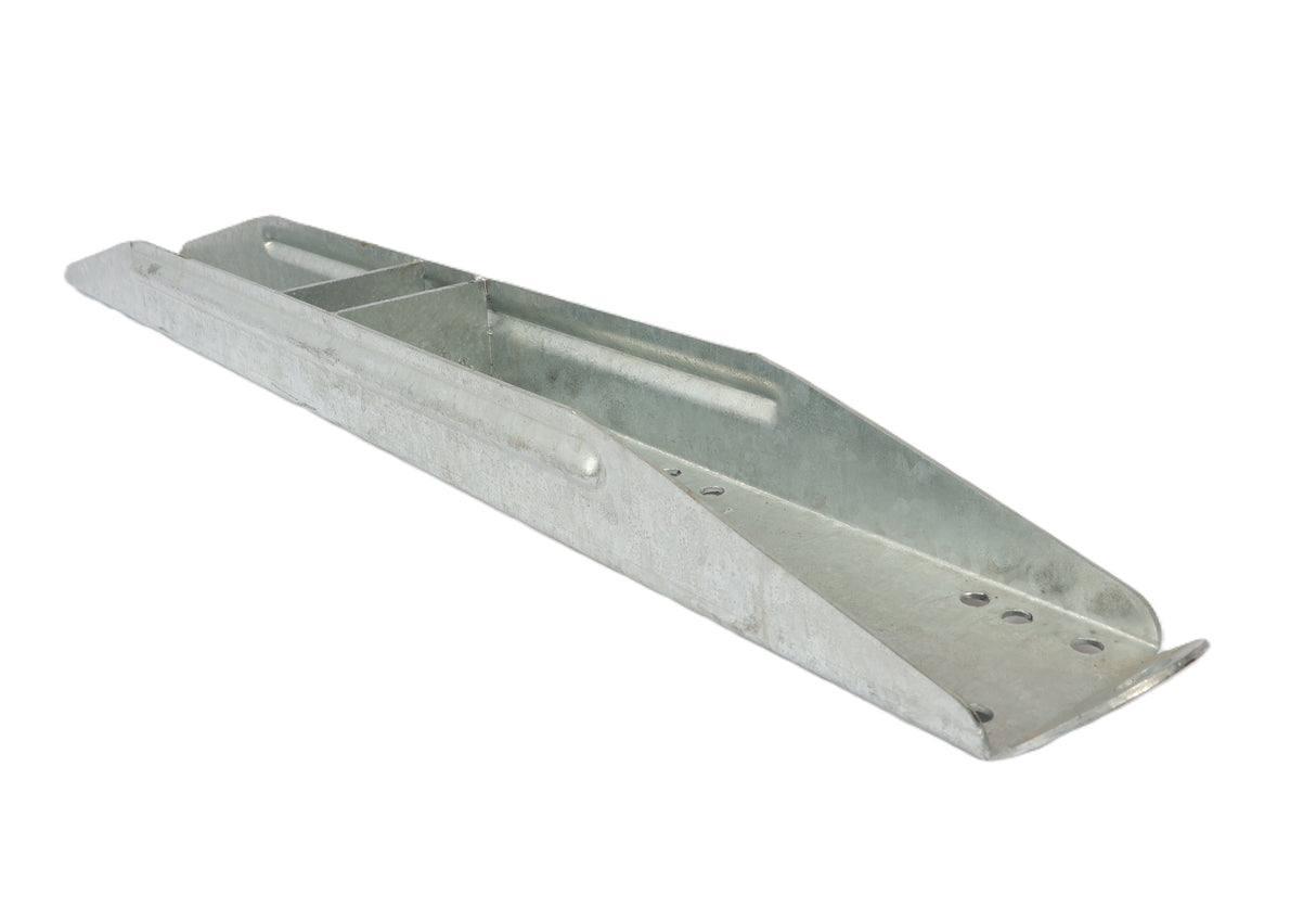 Galvanized 38 inch channel bunk roller mounting plate with 3.25 inch by 35.75 inch mounting surface