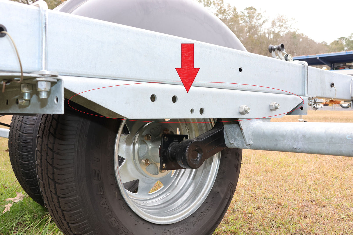 Torsion axle mount sled installed on EZ Loader aluminum trailer frame