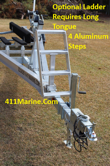 Boat Trailer Ladder mounted on EZ Loader trailer frame providing access to boat during loading and maintenance