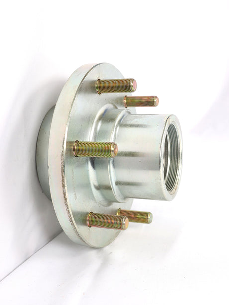 EZ Loader trailer hub installed on axle showing oil bath hub assembly and 5 lug configuration