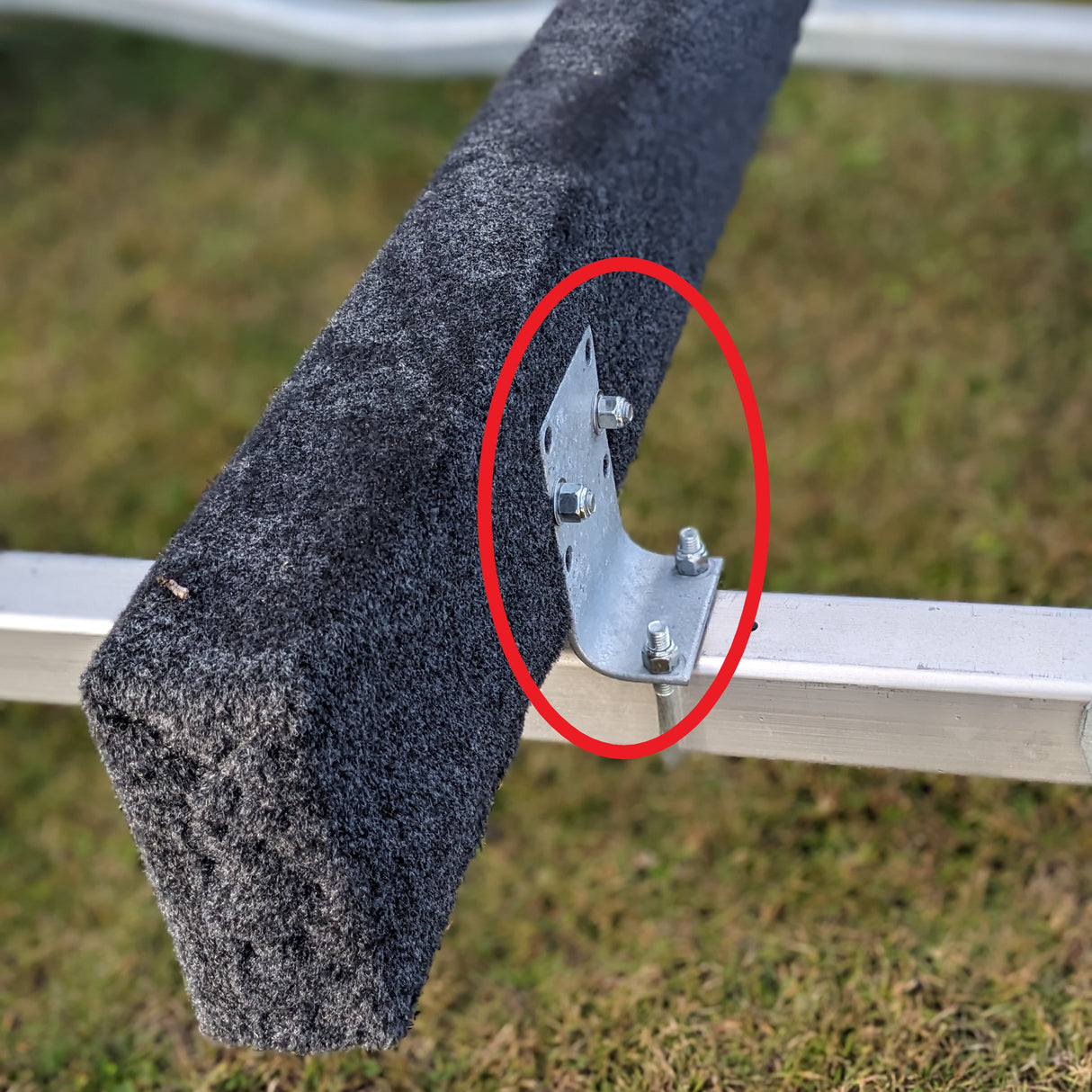 EZ Loader 6.5" L Style Bunk / Roller Bracket 250-014428-10 on trailer