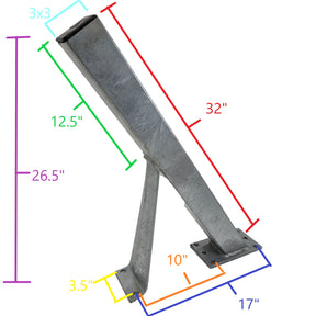 EZ Loader boat trailer 3x3" Winch Post with Support Brace 250-021780-10