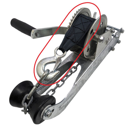 EZ Loader Winch Strap 2" x 20' w/ Large Hook 250-503548 on trailer