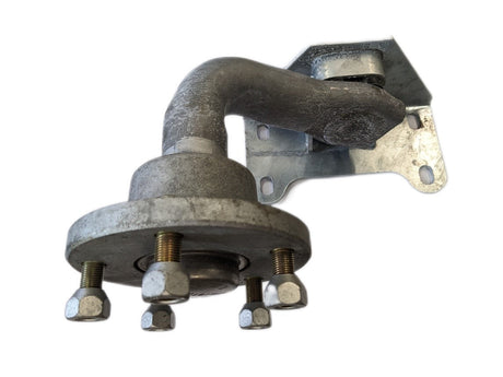 Metal mechanical component with bolts on a white background