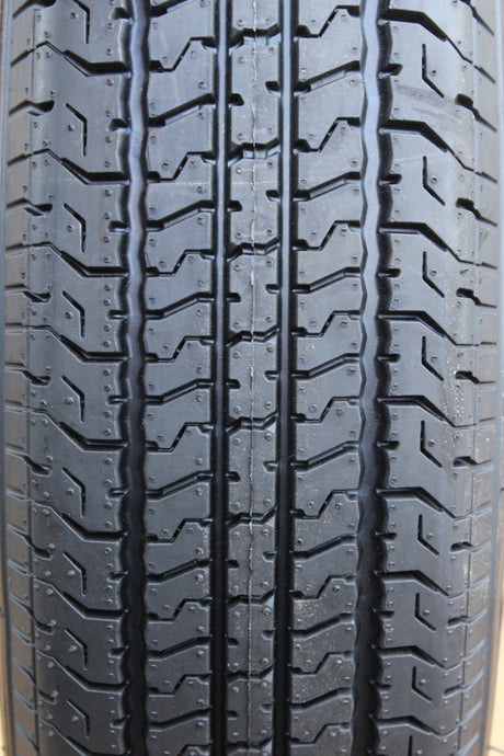 ST145/40R12D radial trailer tire mounted on galvanized 5-lug rim