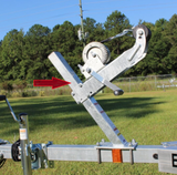 EZ Loader winch stand post mounted on trailer tongue with winch assembly shown