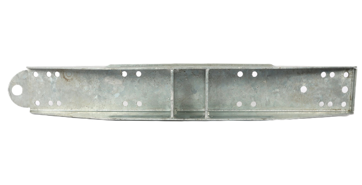 Galvanized bunk roller mounting tray for marine trailer support hardware