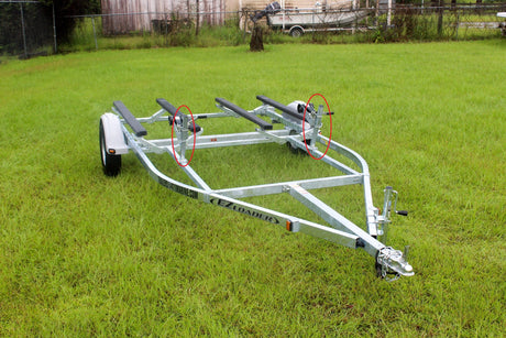 EZ Loader PWC winch stand post mounted on trailer tongue with winch assembly shown