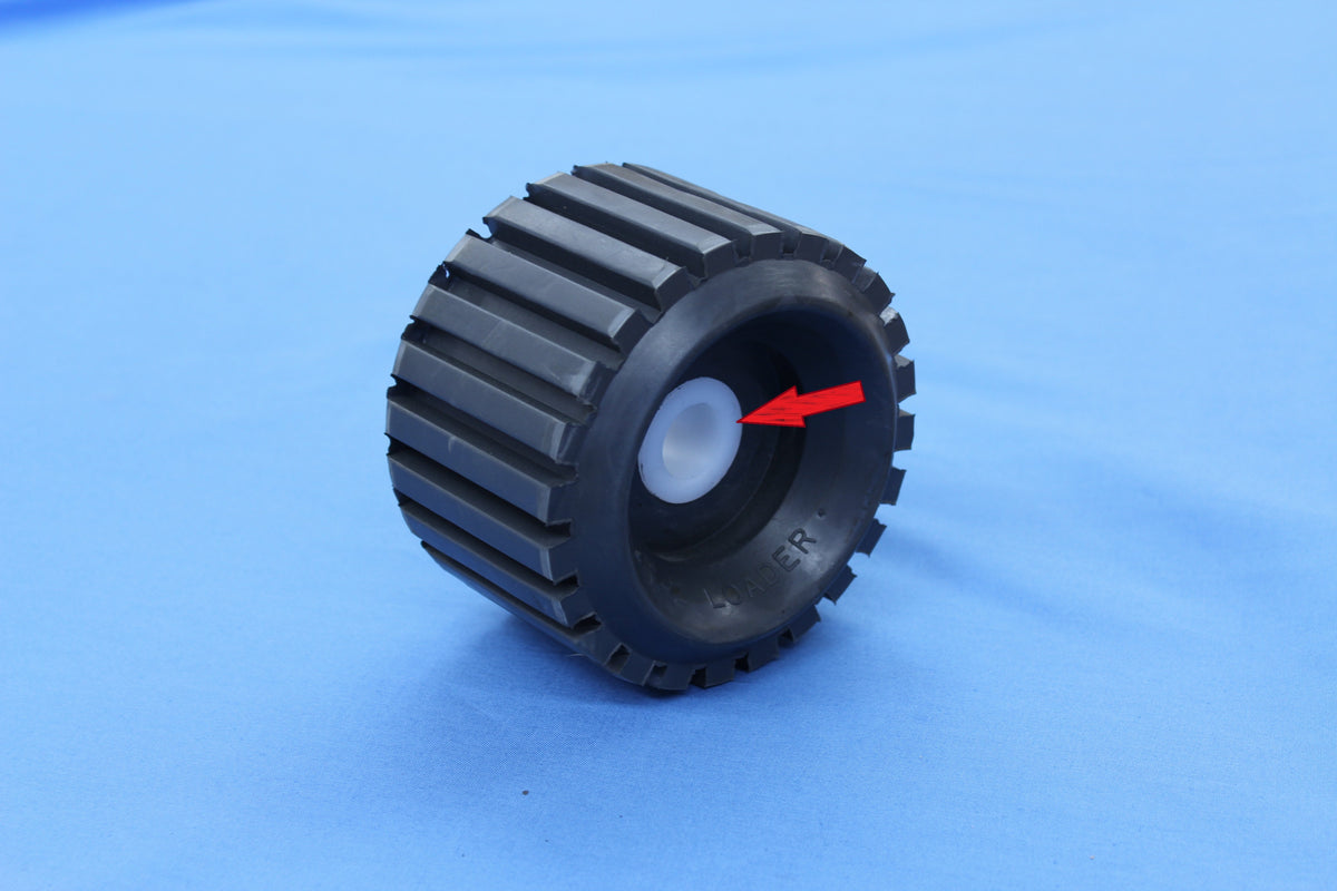 EZ Loader nylon bushing 250-024968 shown with compatible quad-roller assembly