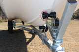 Winch stand roller end cap for compatible boat trailer bow support area