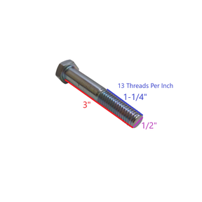 EZ Loader Hex Head Bolt 1/2" x 3" Zinc Plated 290-001537